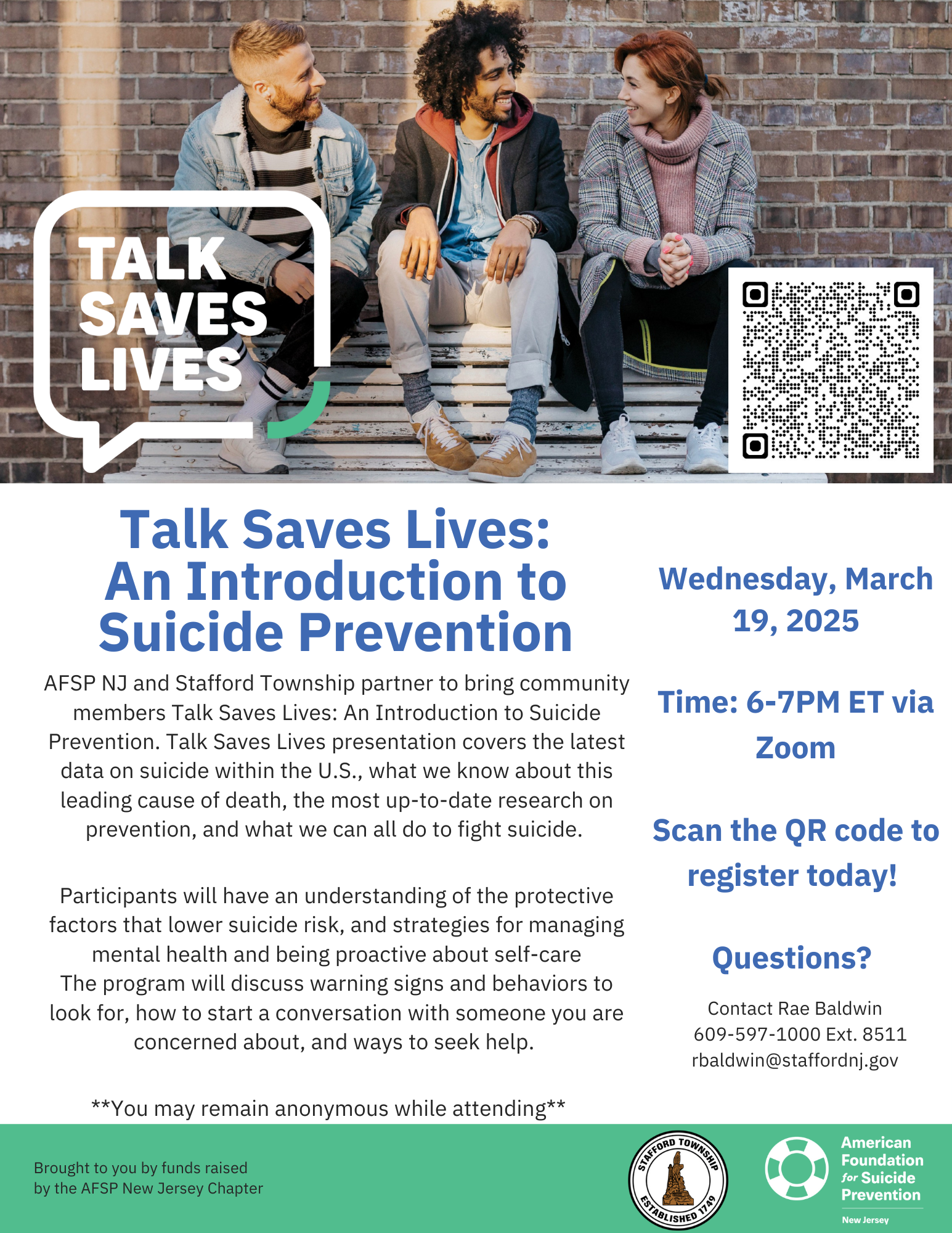 American Foundation for Suicide Prevention Workshop Event Flyer